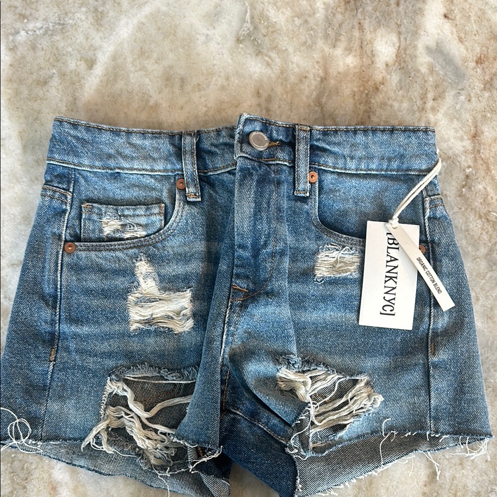 Blank NYC Women's Blue Distressed Denim Shorts